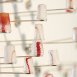 Silent languages, Chapter 4: Family history, installation MusVerre, Sars-Poteries, detail, pâte de verre, stainless steel, magnets, 2021-2022 (photo: Philippe Robin)
