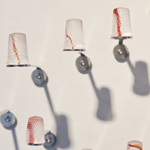Silent languages, Chapter 4: Family history, installation MusVerre, Sars-Poteries, detail, pâte de verre, stainless steel, magnets, 2021-2022 (photo: Philippe Robin)